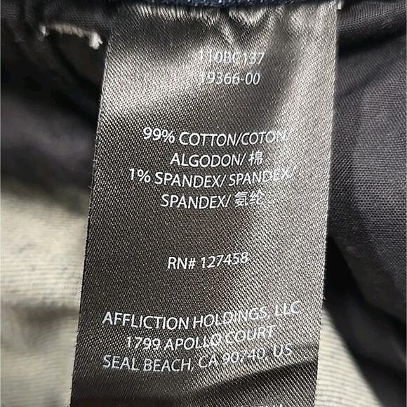 Affliction Mens Cooper Jeans Sz 34 Distressed Embroidered Flap Pocket Boot - Picture 13 of 15